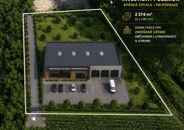 INVESTIČNÝ STAVEBNÝ POZEMOK – SPIŠSKÁ TEPLICA | 2 374 m² | OBČIANSKA VYBAVENOSŤ A VÝROBA